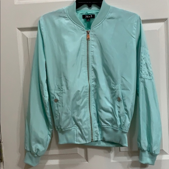 Mint Green Bomber Jacket - Picture 1 of 6